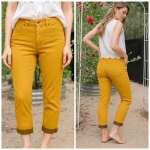 Liverpool Jean Co Abby Skinny Jeans in Honey Cropped with Roll-up Hem Womens 14